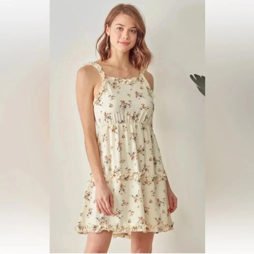 Birch And Stone Floral Murrow Ruffle‎ Dress Womens Size XL (1216)